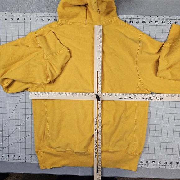 Vintage Champion Hoodie Mens Small Reverse Weave Yellow Blank Y2K Streetwear - Picture 5 of 7